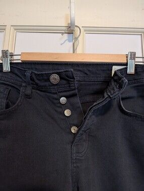 Button-fly! Denim&Co 32/32 Dark Blue Straight Stretch Jeans